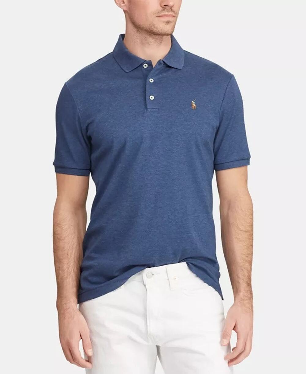 Polo Ralph Lauren Classic Fit Cotton Polo Shirt Heathered Blue Large